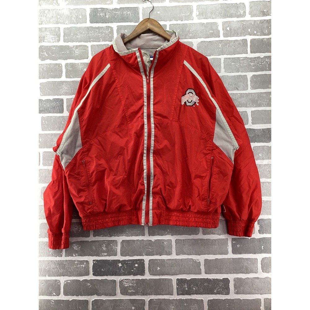 Vintage Logo 7 Ohio State Buckeyes Windbreaker Jacket Red Mens XL Full Zip